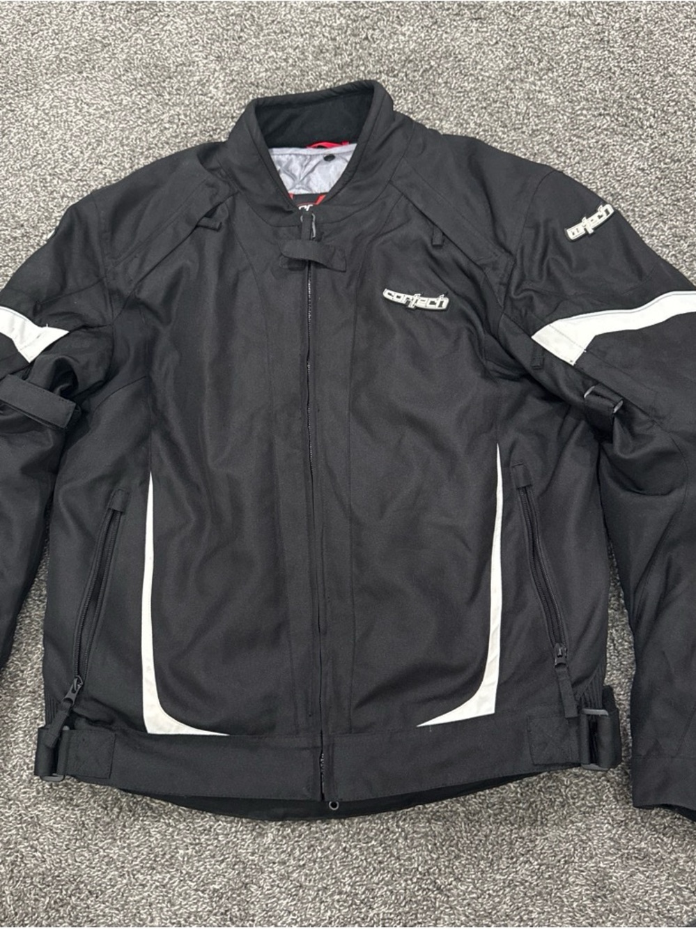 Men's Black and White Textile Motorcycle Jacket by Cortech